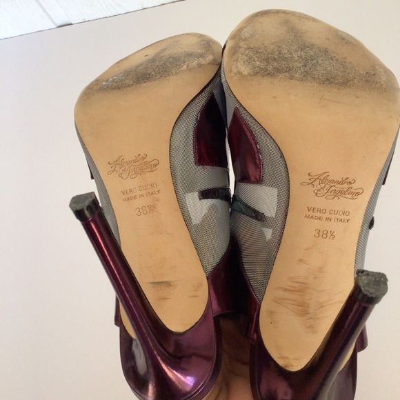 ALEJANDRO INGELMO METALLIC MESH SNAKESKIN  HIGH HEEL SLIDES SIZE 38.5/8.5 - Picture 15 of 15